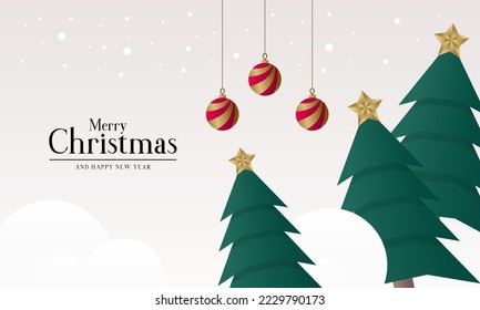 Elegant Christmas Background with Christmas Tree and Bulb