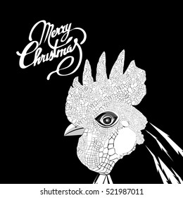 Elegant Christmas background with watercolor cock. Vector design