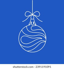 Elegant Christmas balls. Merry Christmas. Christmas greetings. Postcard, poster. Line art.