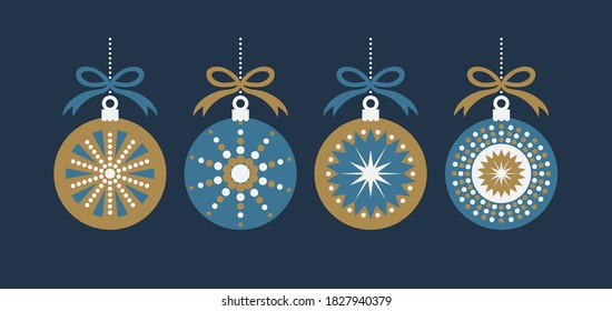 Elegant Christmas Balls set. Vector illustration.