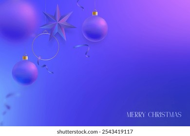 Elegante bolas de Natal e estrela no fundo gradiente