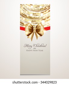 Elegant Christmas banner with golden bow