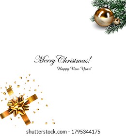 Elegant Christmas Banner with Realistic Fir Tree Branches Seasonal Decoration Elements. Vector Illustration