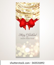 Elegant Christmas banner with red ribbbon 