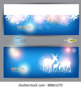Elegant Christmas banners with deers. Vector Illustration with place for text.