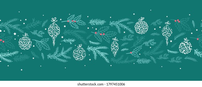 Elegant Christmas baubles seamless pattern, hand drawn balls - great for textiles, wallpapers, invitations, banners - vector surface design