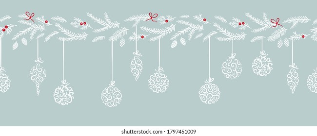 Elegant Christmas baubles seamless pattern, hand drawn balls - great for textiles, wallpapers, invitations, banners - vector surface design