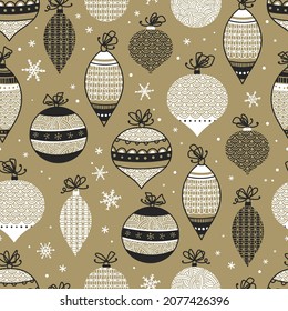 Elegant Christmas baubles seamless pattern, hand drawn balls - great for textiles, wallpapers, invitations, banners - vector surface design