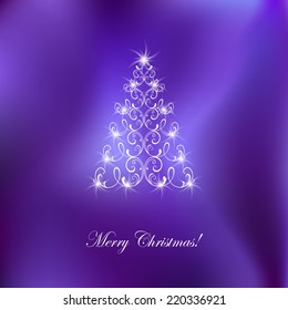 Elegant christmas card with Christmas-tree and  flame