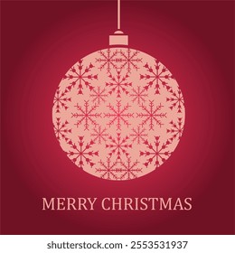 Elegant Christmas card design featuring a decorative Christmas ornament with intricate snowflake patterns on a red gradient background.