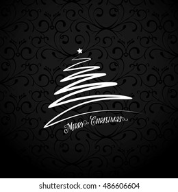 Elegant Christmas Card with Ornaments and Christmas Tree