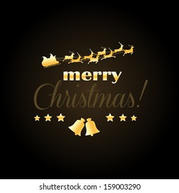 Elegant christmas card with reindeer sleigh and jingle bells