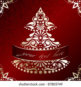 Elegant Christmas card with Christmas tree (eps10);  jpg version also available