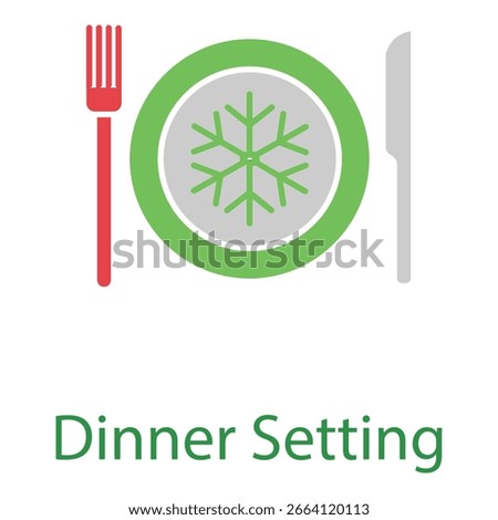 Elegant Christmas Dinnerware Setting Vector for Seasonal Festive Celebrations