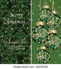 Elegant christmas floral background with balls, vector design