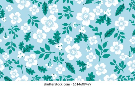 Elegant Christmas floral pattern background, with beautiful leaf flower drawing.