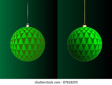  Elegant Christmas green balls.Vector illustration