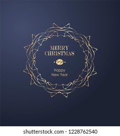 Elegant Christmas and happy New Year Background with Gold Shining decoration. Vector illustration