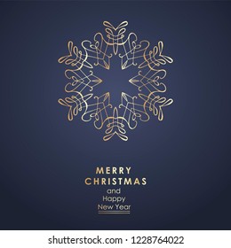 Elegant Christmas and happy New Year Background with Gold Shining decoration. Vector illustration