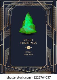 Elegant Christmas and happy New Year Background with Gold Shining decoration. Vector illustration