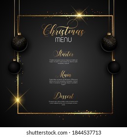 Elegant Christmas menu design in black and gold