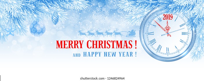 Elegant Christmas and New Year banner template for Facebook timeline cover. Vector illustration. 