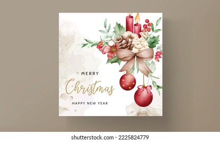 elegant Christmas and new year card floral watercolor