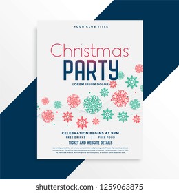 elegant christmas party flyer design with colorful snowflakes