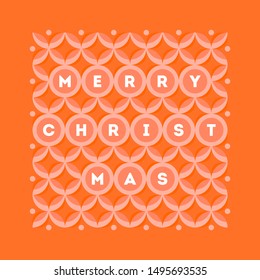 Elegant Christmas postcard with warm color geometric pattern and traditional seasons greetings