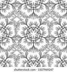 Elegant Christmas Poster Template with black and white Elements. Seamless pattern with Luxury Ornament. Vector illustration.