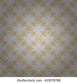 Elegant Christmas Poster Template with Golden Elements. Seamless pattern with Luxury Ornament On a gray Background. Vector illustration.