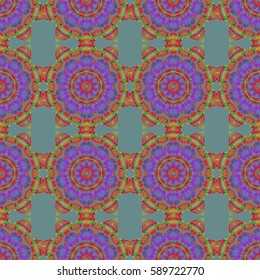 Elegant Christmas Poster Template with Multicolored Elements. Seamless pattern with Luxury Ornament On a blue Background. Vector illustration.