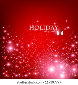 Elegant Christmas Red background with snowflakes and place for text. Vector Illustration.