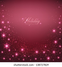 Elegant Christmas Red background with snowflakes and place for text. Vector Illustration.