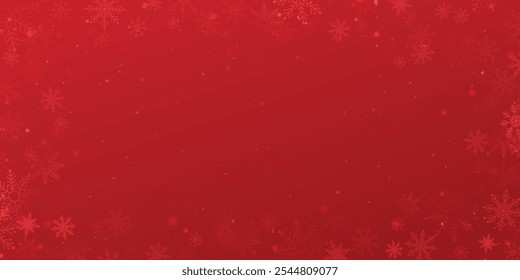 Fondo rojo de Navidades elegantes con copos de nieve sutiles. Fondo rojo festivo de las Navidades con la nieve que cae