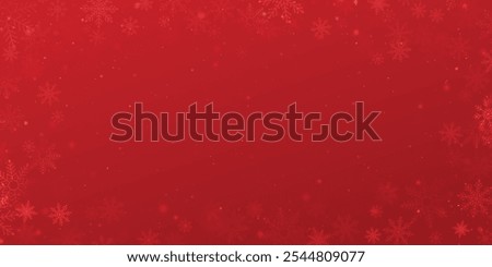 Elegant Christmas Red Background with Subtle Snowflakes. Christmas festive red background with snow falling