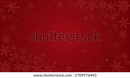 Elegant Christmas Red Background with Subtle Snowflakes. Christmas festive red background with snow falling