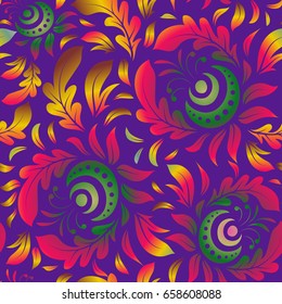 Elegant Christmas seamless pattern with Shining green, yellow and violet Elements. Vector illustration.