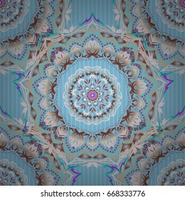 Elegant Christmas seamless pattern with Shining pink and blue Elements. Vector illustration.