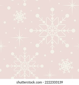 Elegant Christmas Seamless pattern of snowflakes from geometric shapes. In vintage pastel colors. For wallpaper, printing on fabric, wrapping, background