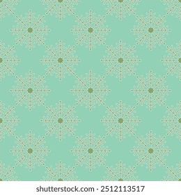 Navidades elegantes textura de copo de nieve de Vector sin costuras sobre fondo turquesa. Patrón estacional monocromo para papel de regalo, tarjetas de felicitación, invitaciones, cajas de regalo y fondo de Web.
