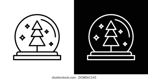 Elegant Christmas Snow Globe Set. Minimalist Snowball Vector Design.