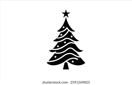 Elegant Christmas tree icon with a star on top and curved branches