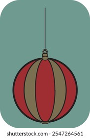Elegant Christmas tree ornaments featuring ball design in linear style with soft vintage colors. Perfect for festive decor.