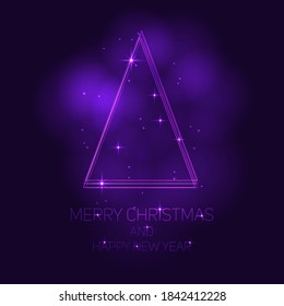 Elegant Christmas tree with sparkles on abstract background.