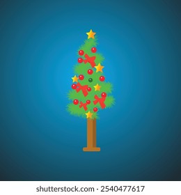 Vector elegante del árbol de navidad con los ornamentos y la estrella perfecto para los Diseños de Festiva.