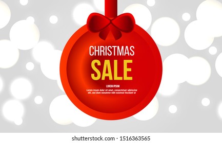 Elegant chrsitmas sale banner with ribbon 