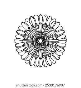 Elegant Chrysanthemum Mandala Illustration Ideal for Stress Relief and Therapeutic Coloring