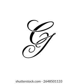 Elegant CI Monogram Logo in Black Script – Luxury Calligraphy Initial Design on White Background