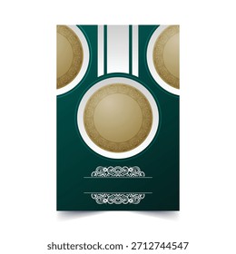 Diseño elegante de la Plantilla de la cubierta bordeada del círculo con el tema verde y oro